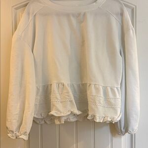 Darling White Ruffle Hem Top...OVERSIZED FITS A MEDIUM TO LARGE